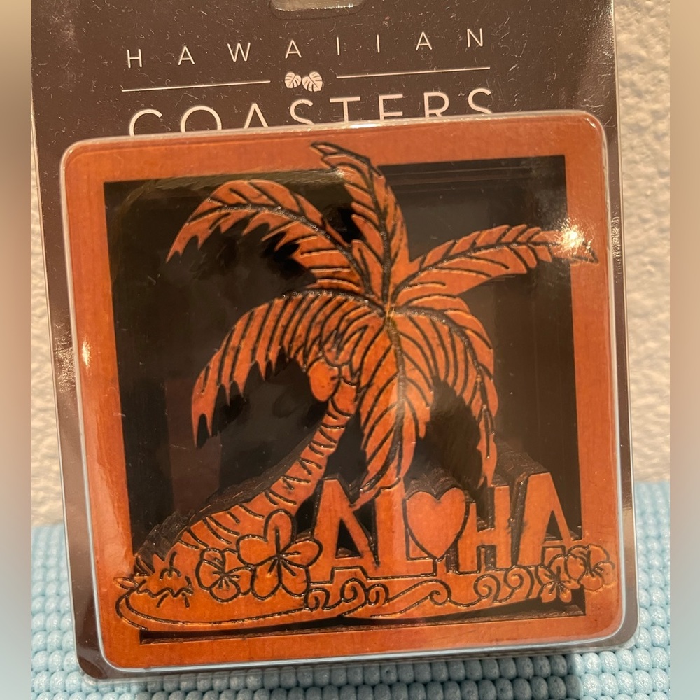 Hawaiian Coasters Aloha Design - Brown - NWT